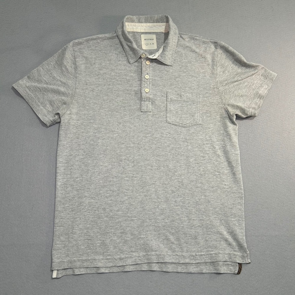 Billy Reid Polo‎ Shirt Mens Size Medium Grey Short Sleeve Pique Pocket